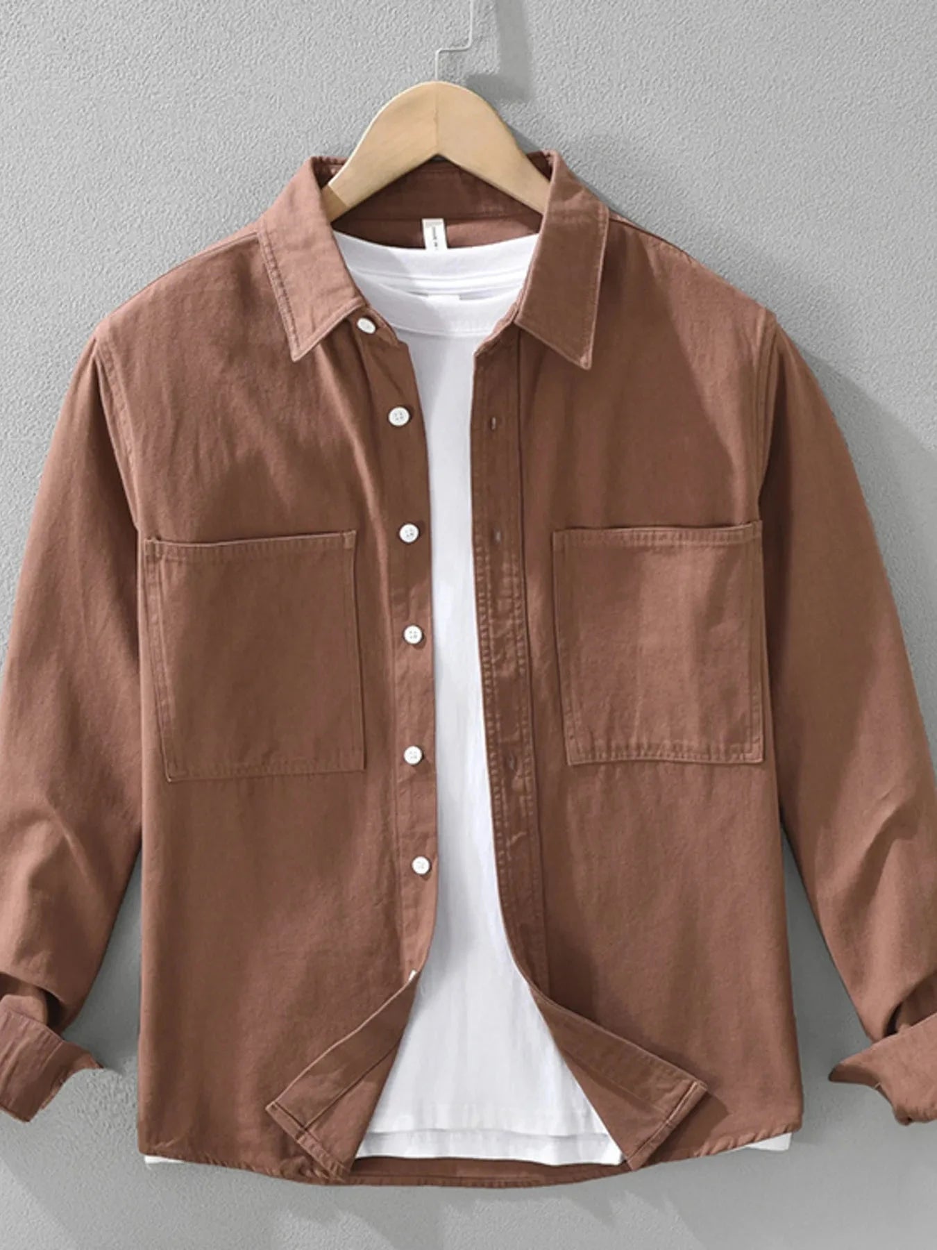 Men's Plus Size Button Detail Long Sleeve Shirt Red / M