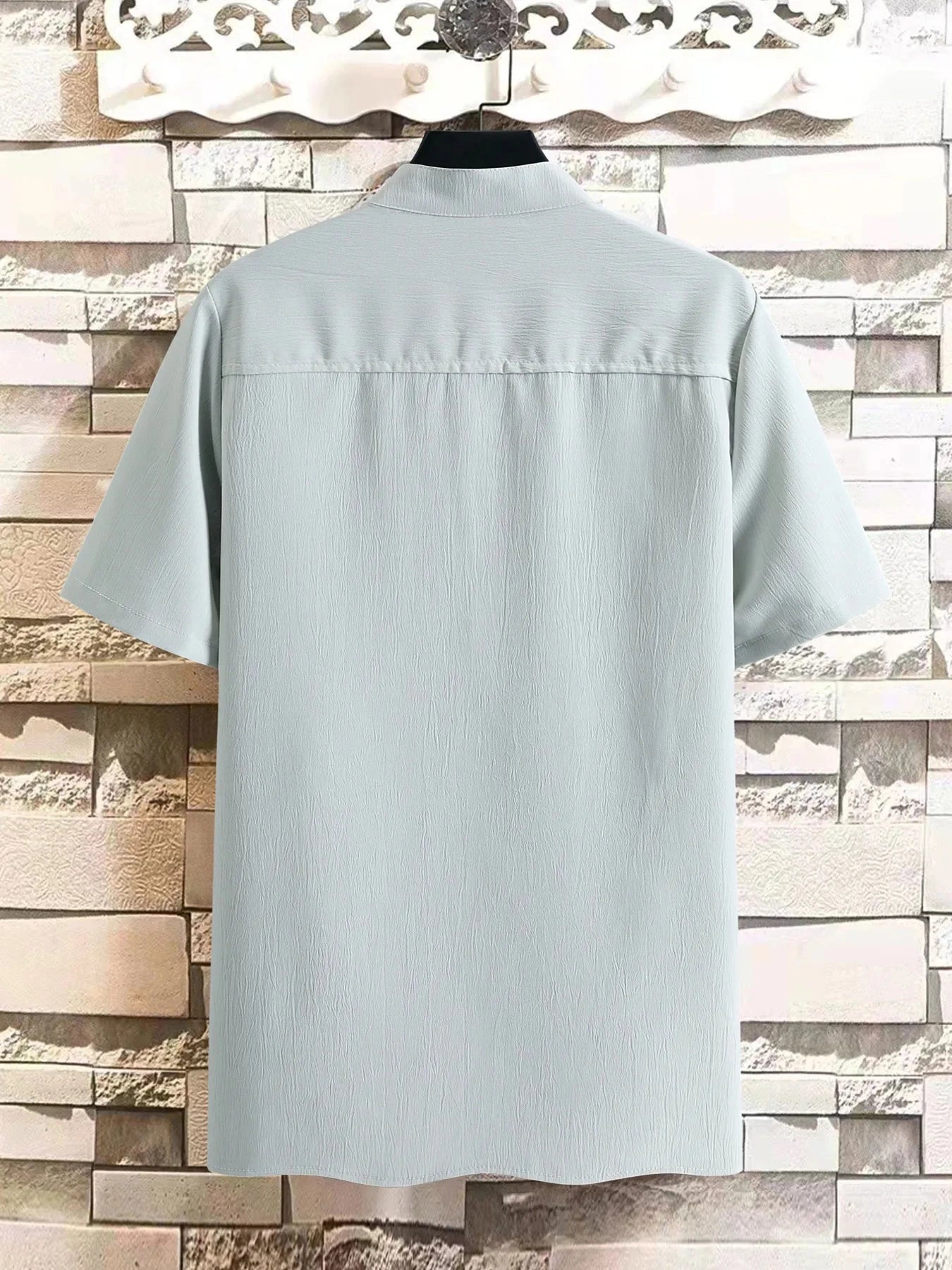 Men's Plus Size Button Detail Short Sleeve Blouse