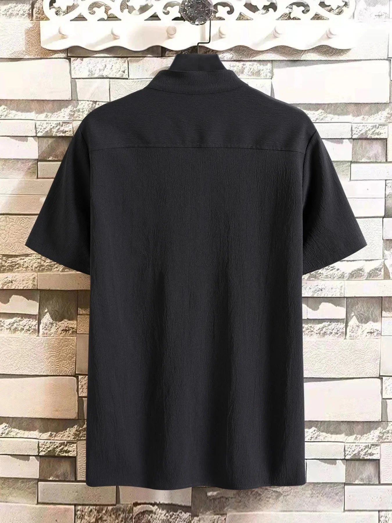 Men's Plus Size Button Detail Short Sleeve Blouse