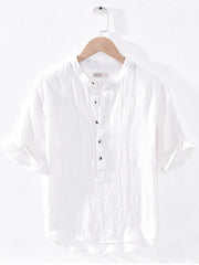 Men's Plus Size Button Detail Short Sleeve Blouse