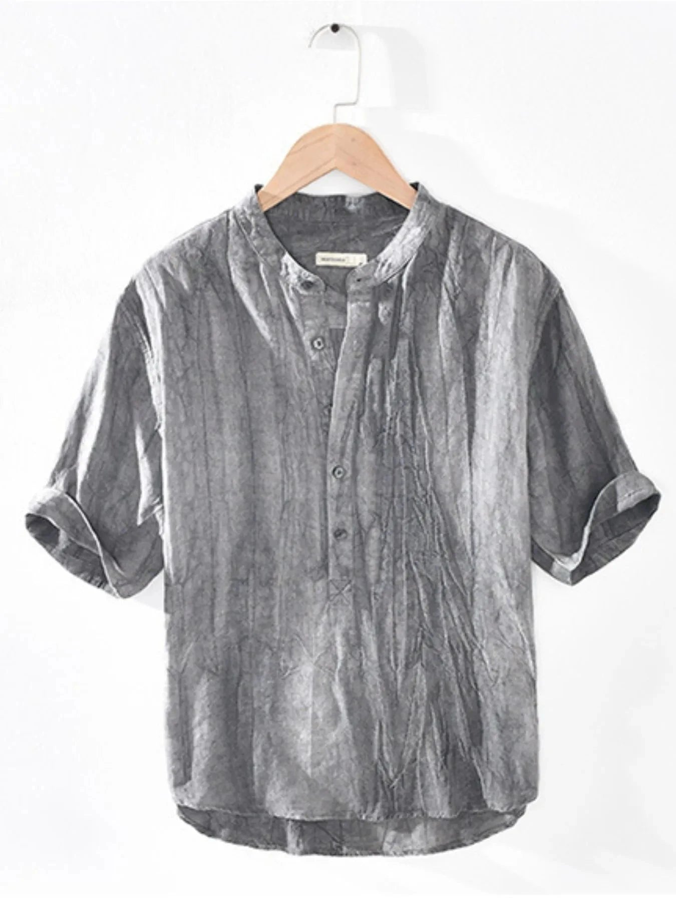 Men's Plus Size Button Detail Short Sleeve Blouse