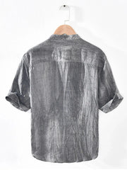 Men's Plus Size Button Detail Short Sleeve Blouse