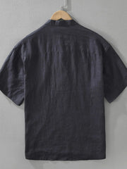 Men's Plus Size Button Detail Short Sleeve Blouse Black / M