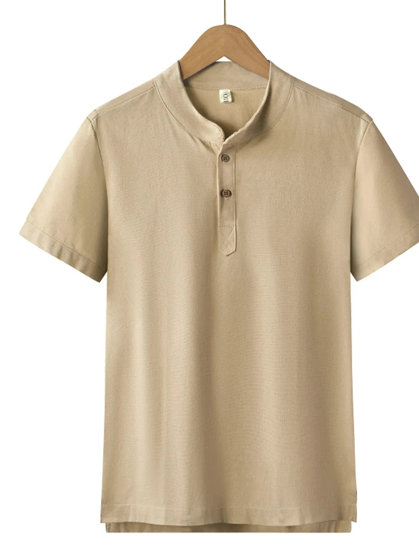 Men's Plus Size Button Detail Short Sleeve Blouse Creamy-white / M