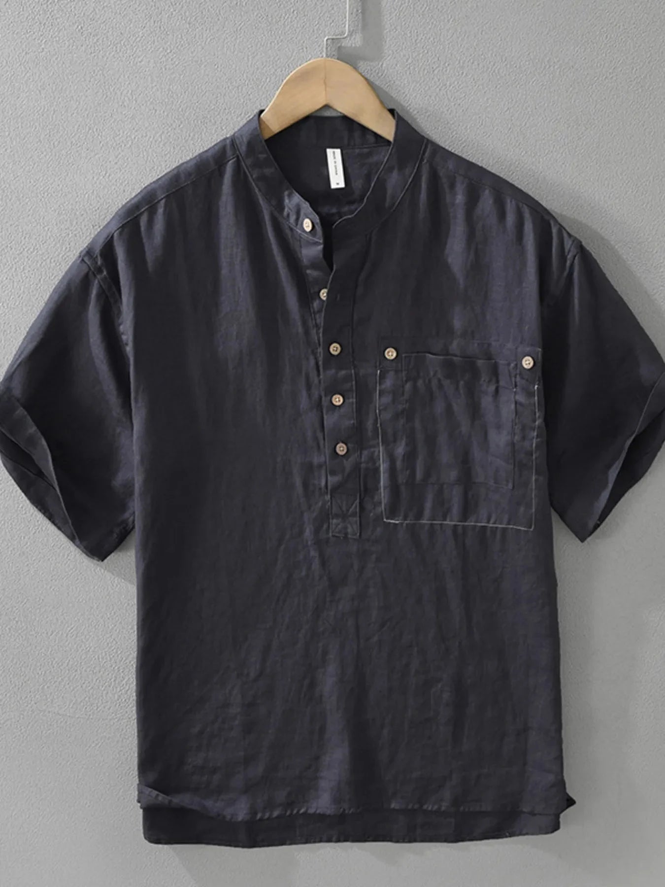 Men's Plus Size Button Detail Short Sleeve Blouse Royal Blue / M