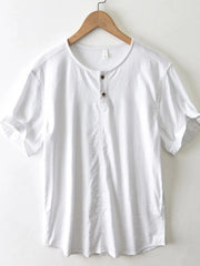Men's Plus Size Button Detail Short Sleeve Blouse White / M