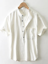 Men's Plus Size Button Detail Short Sleeve Blouse White / M