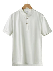 Men's Plus Size Button Detail Short Sleeve Blouse White / M