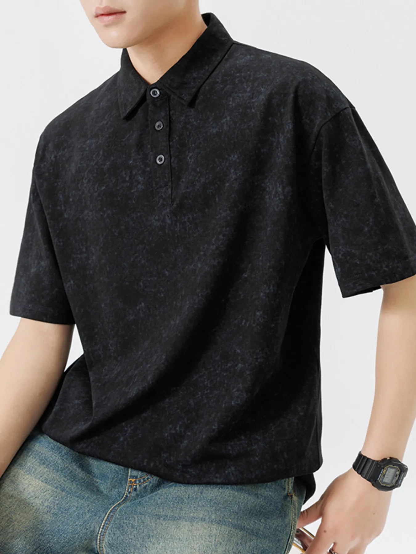 Men's Plus Size Button Detail Short Sleeve Polo