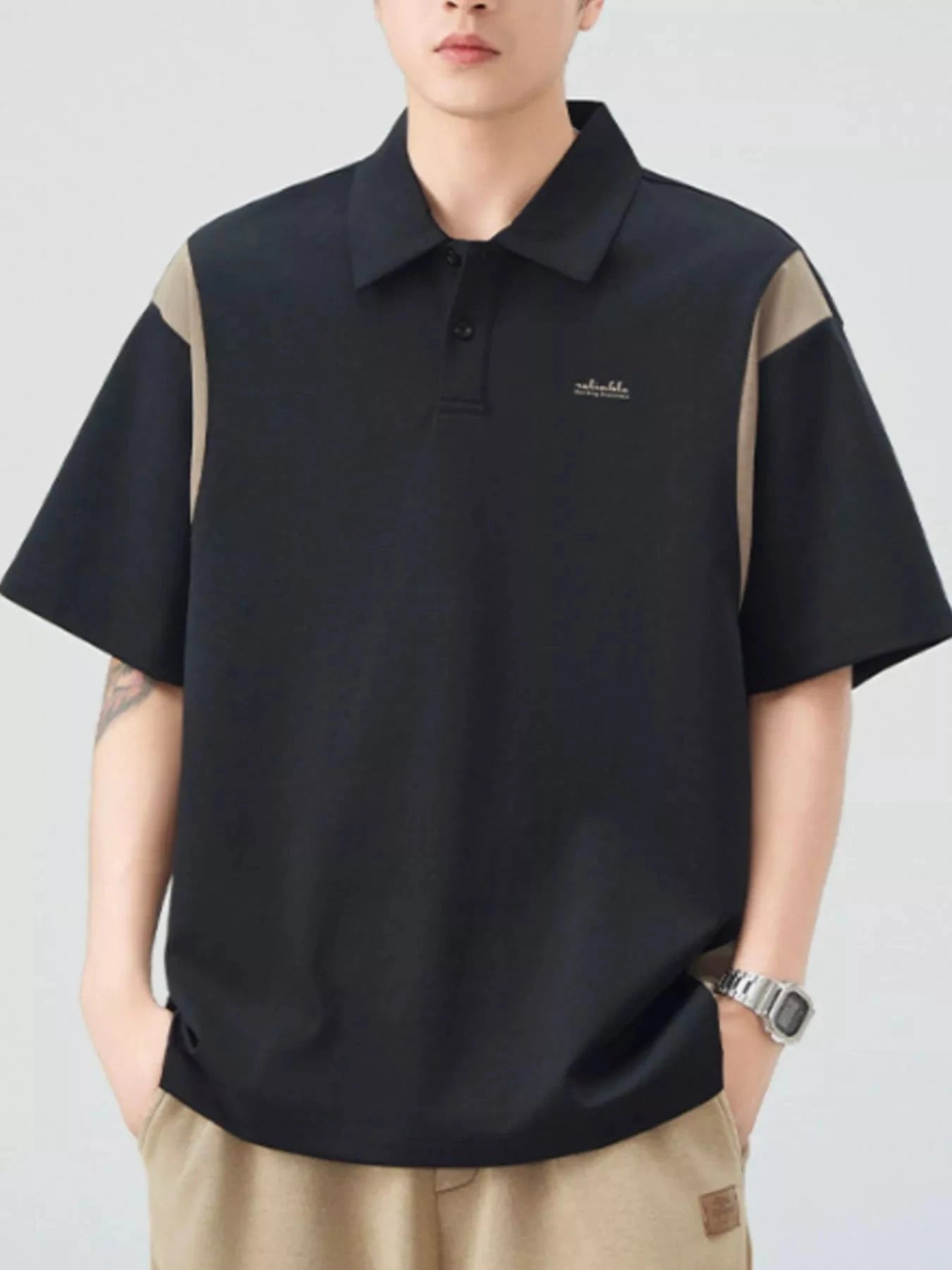 Men's Plus Size Button Detail Short Sleeve Polo