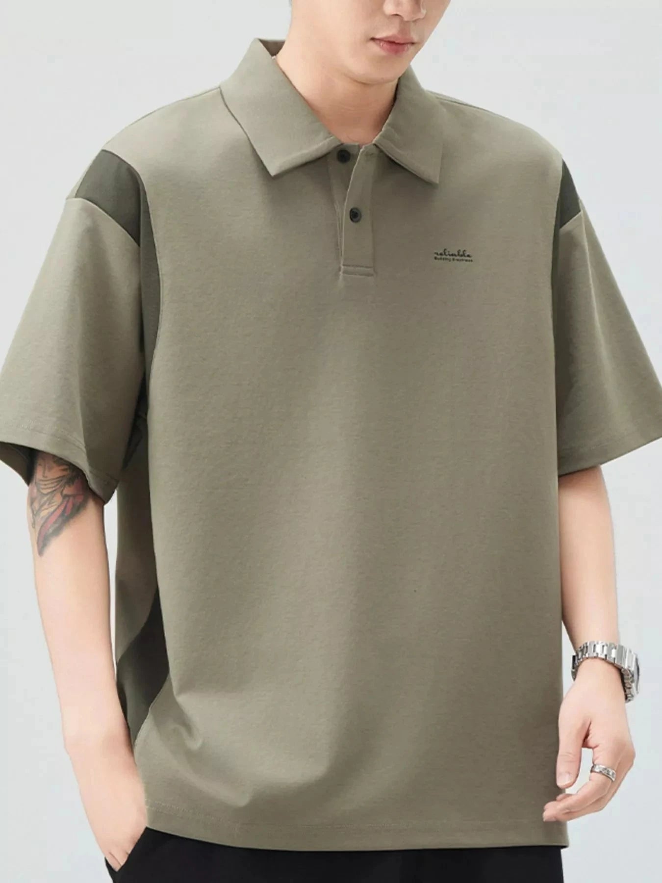 Men's Plus Size Button Detail Short Sleeve Polo