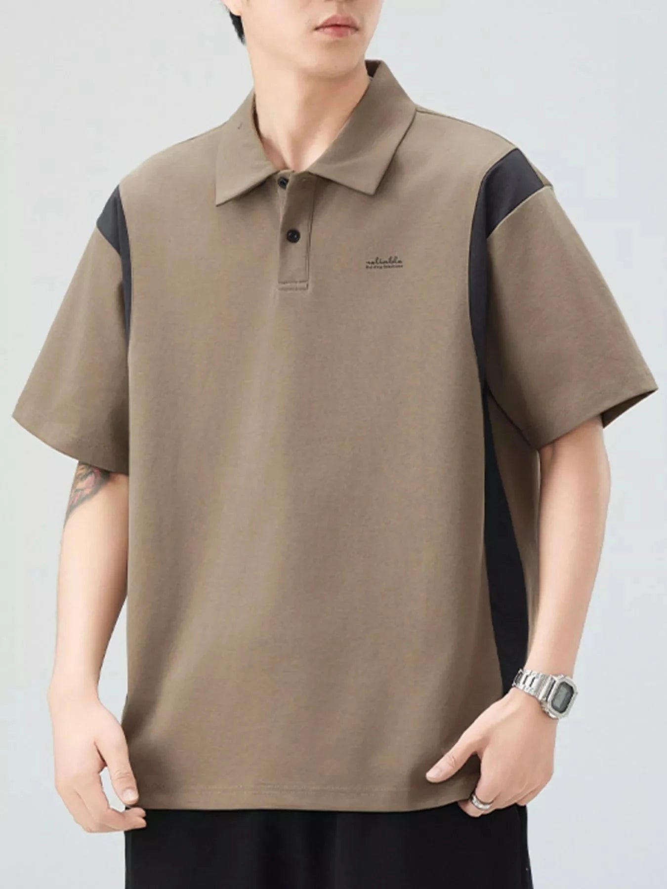 Men's Plus Size Button Detail Short Sleeve Polo