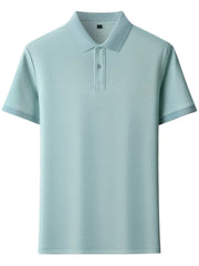 Men's Plus Size Button Detail Short Sleeve Polo Aqua Green / M