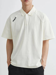 Men's Plus Size Button Detail Short Sleeve Polo Beige / M