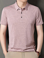 Men's Plus Size Button Detail Short Sleeve Polo Beige / M