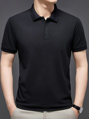 Men's Plus Size Button Detail Short Sleeve Polo Black / M