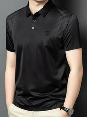 Men's Plus Size Button Detail Short Sleeve Polo Black / M