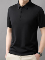 Men's Plus Size Button Detail Short Sleeve Polo Black / M