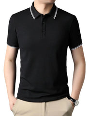 Men's Plus Size Button Detail Short Sleeve Polo Black / M