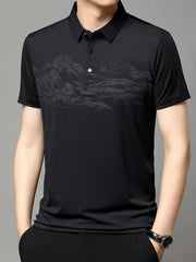 Men's Plus Size Button Detail Short Sleeve Polo Black / M