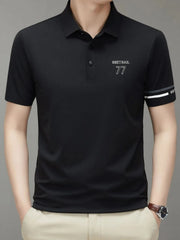 Men's Plus Size Button Detail Short Sleeve Polo Black / M