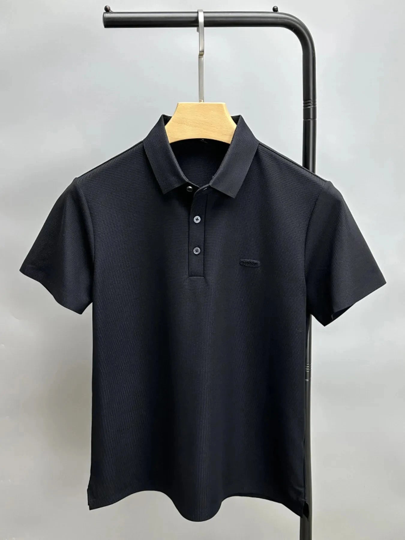 Men's Plus Size Button Detail Short Sleeve Polo Black / M
