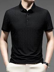 Men's Plus Size Button Detail Short Sleeve Polo Black / M