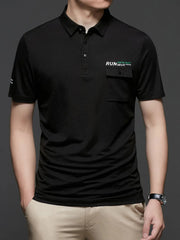 Men's Plus Size Button Detail Short Sleeve Polo Black / M