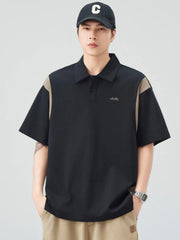 Men's Plus Size Button Detail Short Sleeve Polo Black / M