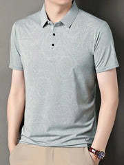 Men's Plus Size Button Detail Short Sleeve Polo Blue / M