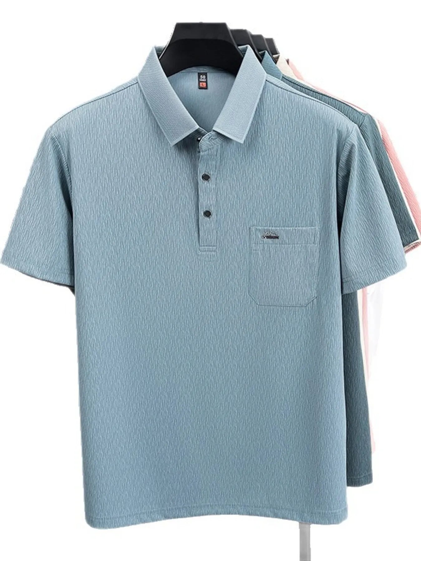 Men's Plus Size Button Detail Short Sleeve Polo Blue / M
