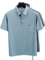 Men's Plus Size Button Detail Short Sleeve Polo Blue / M