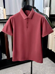 Men's Plus Size Button Detail Short Sleeve Polo Burgundy / M