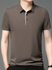 Men's Plus Size Button Detail Short Sleeve Polo Dark Brown / M