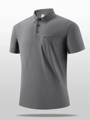 Men's Plus Size Button Detail Short Sleeve Polo Dark Gray / M