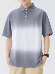 Men's Plus Size Button Detail Short Sleeve Polo Dark Gray / M