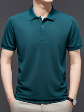 Men's Plus Size Button Detail Short Sleeve Polo Dark Green / M