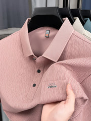Men's Plus Size Button Detail Short Sleeve Polo Deep Red / M
