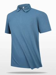 Men's Plus Size Button Detail Short Sleeve Polo Dusty Blue / M