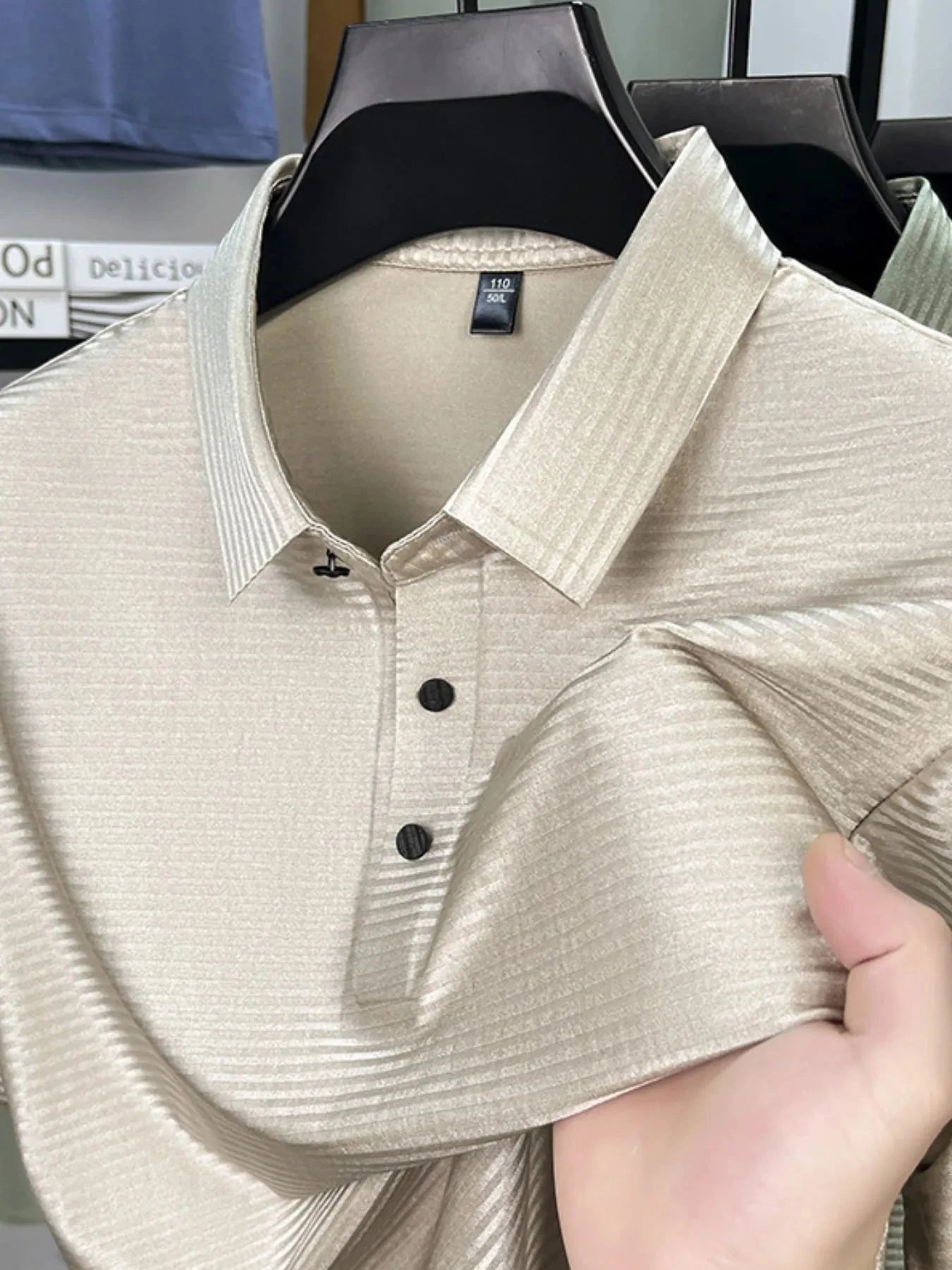Men's Plus Size Button Detail Short Sleeve Polo Gold / M