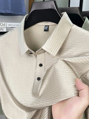 Men's Plus Size Button Detail Short Sleeve Polo Gold / M