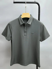 Men's Plus Size Button Detail Short Sleeve Polo Gray Green / M