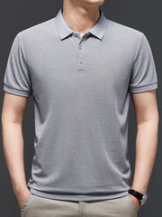 Men's Plus Size Button Detail Short Sleeve Polo Gray / M