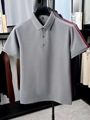 Men's Plus Size Button Detail Short Sleeve Polo Gray / M