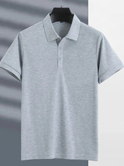 Men's Plus Size Button Detail Short Sleeve Polo Gray / M