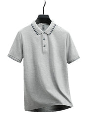 Men's Plus Size Button Detail Short Sleeve Polo Gray / M