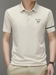 Men's Plus Size Button Detail Short Sleeve Polo Ivory / M