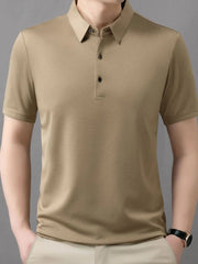 Men's Plus Size Button Detail Short Sleeve Polo Khaki / M