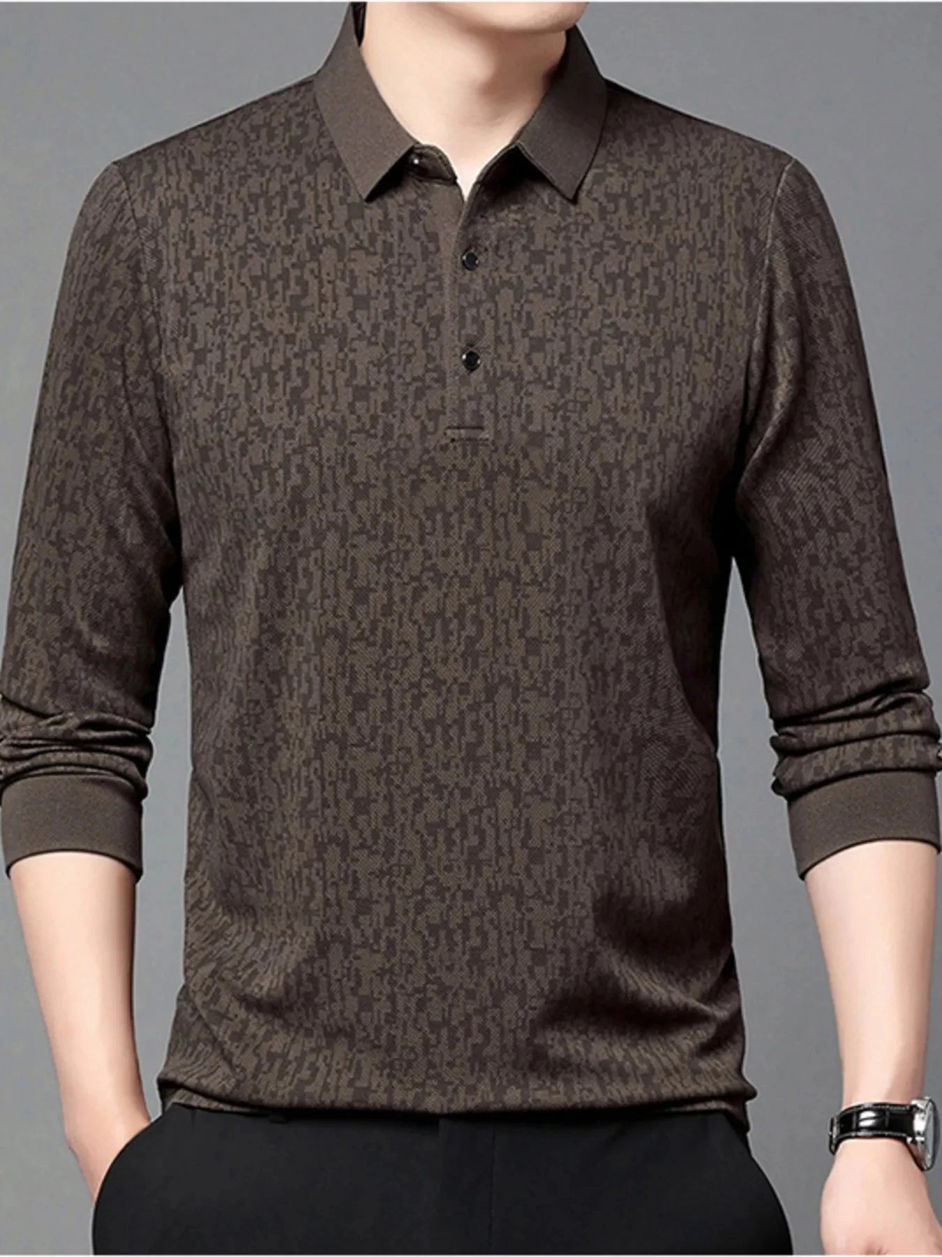 Men's Plus Size Button Detail Short Sleeve Polo Khaki / M