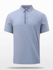 Men's Plus Size Button Detail Short Sleeve Polo Light Blue / M